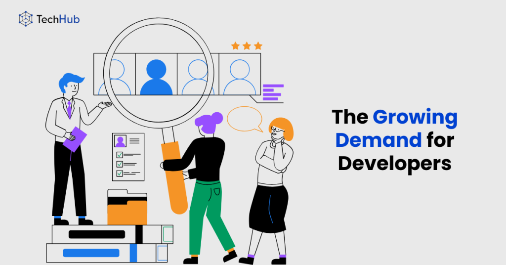 it recruiter selecting developer profile on digital dashboard