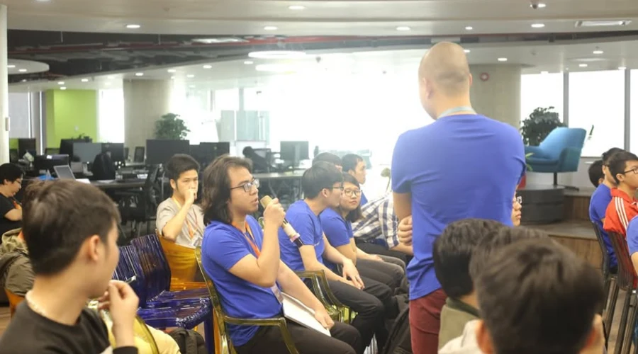 A TechHub delivery team at morning stand-up